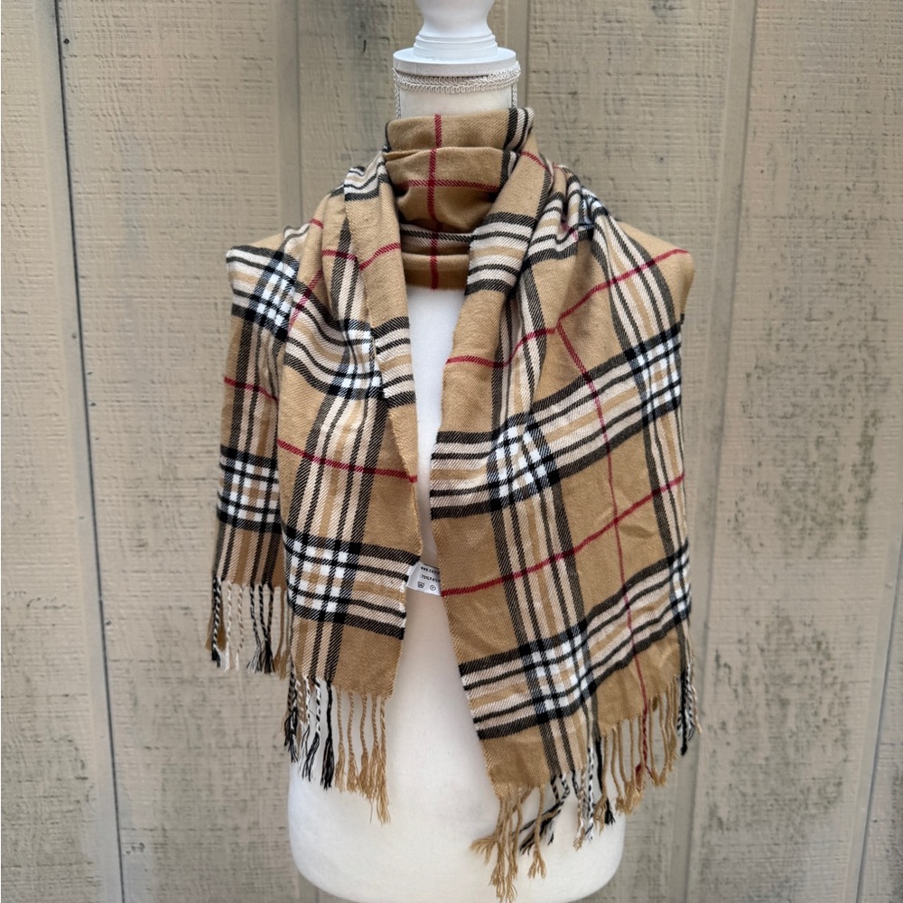Classic Plaid Men's Fringed Pashmina Scarf